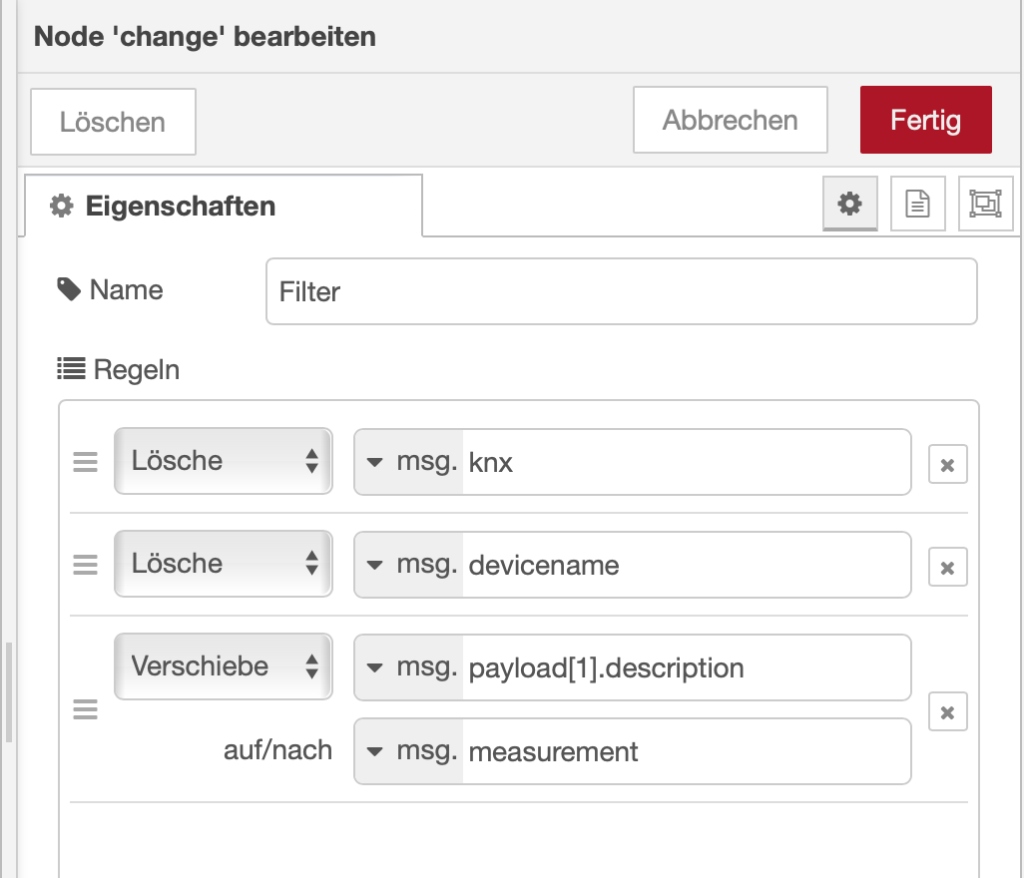 Entfernen nicht benötigter Informationen zur Speicherung, Verschieben der nötigen Informationen in die richtigen Bereiche.